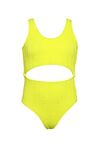 Hobie Girls' Cutout One Piece Swimsuit, Citron//Apple of My Eyelet, 16