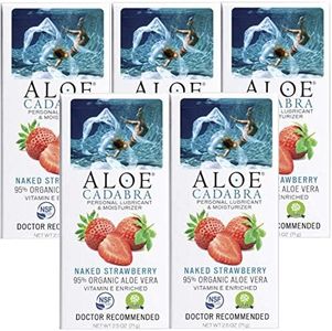 Aloe Cadabra Flavored Personal Lubricant Organic Passion Lube for Anal Sex, Oral, Women, Men & Couples, Naked Strawberry 2.5 Ounce (Pack of 5)