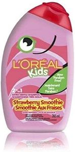 L'Oreal Paris Kids Shampoo and Conditioner, Strawberry Smoothie, 2 in 1, Paraben Free, Extra Gentle, Dermatologist Tested, Tear-Free, 265 ml