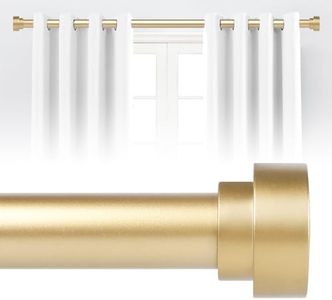 Gold Curtain Rods for Windows 66 to 120 Inch(5.5-10ft),1 Inch Diameter Heavy Duty Curtain Rods,Adjustable Curtain Rod,Modern Decorative Drapery Rods,Telescoping Window Curtains Rod 36-120",Brass Gold