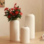 KREATIVE ART’S® White Flower Vase for Home Decoration, Ceramic Vases for Home Decor, Home Decor Items for Living Room, (White Vases -Set of 3 Pcs)