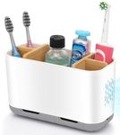 GFWARE Toothbrush Holder for Bathroom - Bamboo Toothbrush and Toothpaste Holder with Drainage, Kids Electric Toothbrush Holder Organizer for Bathroom Countertop, White Tooth Brush Holder