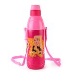 CELLO Puro Steel-X Kids Zee 900 | Water Bottle with Inner Steel and Outer Plastic | Insulated Water Bottle | 700 ml, Barbie Design, Dark Pink