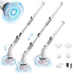 Electric Spin Scrubber for Cleaning, Shower Scrubber with Long Handle, Cordless Bathroom Cleaner with Adjustable Arm and 4 Replaceable Brush Heads for Bathtub Grout Tile Floor