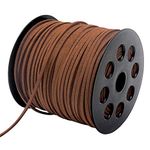 Tenn Well Leather String, 100 Yards 2.6mm Flat Suede Cord, Faux Leather Cord for Jewelry Making, Necklaces, Bracelets, Dream Catchers and DIY Crafts (Brown)