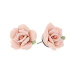 1928 Jewelry Classic Bridal Porcelain Rose Post Button Earrings