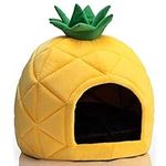 Hollypet Cozy Pet Bed Warm Cave Nest Sleeping Bed Pineapple Shape Puppy House for Cats and Small Dogs, Yellow