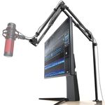 Boom Arm, 360° Rotatable Microphone Stand with Desk Mount, Foldable Desk Mic Arm with 3/8'' to 5/8'' Screw Adapter, Microphone Arm for Live Streaming, Gaming, Podcasting[Heightened Version]