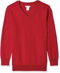 Amazon Essentials Toddler Boys' Uniform V-Neck Sweater, Scooter red, 3T