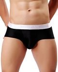 sandbank Men Underwear Sexy Boxer Briefs Smooth Breathable Underpants Nylon Pouch Black UK L(Tag XXL)