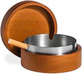 Cute Ashtrays for Cigarettes Ash Tray with Lid DDAJJAJ Wooden Ashtray with Stainless Steel Portable Decorative Ashtray Windproof Ashtray for Home,Patio,Office,Outdoors,Indoor,Parties（Red)