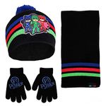 PJ Masks Boys Toddler Winter Hat, Scarf & Mittens Set for Ages 2-4 Or Hat, Scarves & Kids Gloves Sets for Ages 4-7, Black/Blue - Gloves Set, Ages 4-7