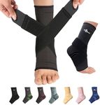 ABIRAM Foot Sleeve (Pair) with Compression Wrap, Ankle Brace For Arch, Ankle Support, Football, Basketball, Volleyball, Running, For Sprained Foot, Tendonitis, Plantar Fasciitis