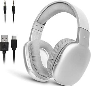 iJoy Ultra Wireless Headphones with Microphone- Rechargeable Over Ear Wireless Bluetooth Headphones with 10Hr Playtime, SD Slot, Backup Wire- Soft Cushion Wireless Headset with Mic (Silver)