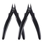 Wire Cutters, 2pcs Side Cutters Cable Cutters Precision Flush Cutters Wire Strippers Electrical Snips Electrical with Soft Grip for Jewelry Craft DIY