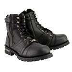 Milwaukee Leather Men's Black Lace-Up Wide-Width Motorcycle Leather Boots with Side Zipper Entry MBM9000W - 9.5W