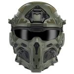 Tactical Airsoft Helmet Built-in Headset Anti-Fog Fan Assault Helmet Removable Mask Paintball Equipment Protect Helmet (Color : HL98 OD)