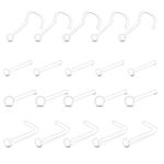 20 Pcs Clear Nose Stud, 4 styles of Acrylic Invisible Bone Studs Retainers for Daily Work Body Piercing