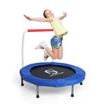 SILVER VALLEY 36" Kids Folding Mini Fitness Trampoline, Safety Padded Cover and Foldable Rebounder Jumper with Handle