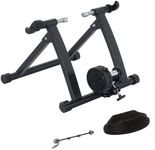 Soozier Foldable Indoor Bike Trainer, Stationary Bicycle Stand for Riding Exercise, 26-28" & 700C Wheels, Quick Release Skewer & Front Wheel Riser Block Included, Black