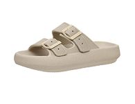 CUSHIONAIRE Women's Fame recovery cloud slide with +Comfort, Khaki, 8