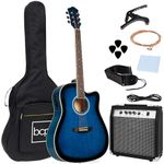 Best Choice Products 41in Full Size Acoustic Electric Cutaway Guitar Set w/ 10-Watt Amp, Capo, E-Tuner, Case - Blue