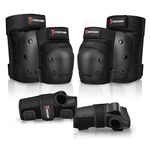 Forzueby Adult/Kids Knee Pads Elbow Pads Wrist Guards 6 in 1 Protective Gear Set for Inline Roller Skating Skateboarding Scooter BMX etc