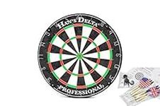 HAN'S DELTA Professional Regulation Steel Tip Bristle Dartboard Set, with Staple-Free Bullseye, High Tensile Steel Spider Wire, Moveable Numbers Ring, Includes 6 Steel Tip Darts