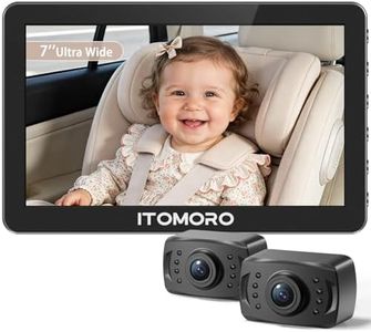 Itomoro Baby Car Camera, Dual Camera 7'' HD 1080P Car Camera for Baby Display with 2 IR Night Vision Camera, Car Baby Camera with 150° Wide View & 360° Rotatable, Easily Install 5 Min Baby Car Mirror