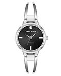 Anne Klein Women's Genuine Diamond Dial Bangle Watch, Silver/Black, Japanese