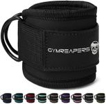 Gymreapers Ankle Straps (Pair) For Cable Machine Kickbacks, Glute Workouts, Lower Body Exercises - Adjustable Leg Straps with Neoprene Padding (Black, Pair)