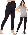 Purpless Maternity Pregnancy Leggings Belly Support Stretchy Long Over Bump Cotton Trousers for Pregnant Women 1025 (UK, Numeric, 10, Regular, Regular, Black)