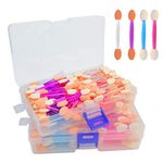 Nydotd 240pcs Disposable Dual Sides Eye Shadow Sponge Applicators with Container, Eyeshadow Brushes Makeup Brush Makeup Comestic Applicator Oval Tipped (Multicolors)