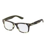 Green Camouflage Childrens Classic Clear Lens Glasses Fames Fake Glasses Frames with Lenses for Fancy Dress World Book Day Boys Girls Nerd Glasses Geek Hipsters Style Kids Dress Up Costume Glasses