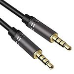 3.5mm Audio Cable Male to Male (6Ft/1.8M), 4 Pole Hi-Fi Stereo AUX Cord, Audio Jack Auxiliary Cord Extension Adapter for Headphones, Car and All 3.5 mm Enabled Devices (1 Pack - Black)