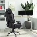 ASE GAMING Gold Series Ergonomic Gaming Chair Premium PU Leather, Adjustable Neck & Lumbar Pillow, 180 Degree Recline with Black Metal Base (Black)