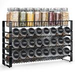 JONYJ 4 Tier Stackable Seasoning Rack Organizer, Detachable Countertop Spice Jar Rack for Cabinet, Freestanding , Black Frosted Iron Kitchen Counter Shelf