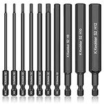 K Kwokker 10PCS 100MM Allen Wrench Drill Bits, 1.5mm-12mm Black Allen Key Bit Set, 1/4 Inch Hex Shank Hex Screwdriver Bit Set for Assembling Furniture