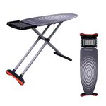 Large Ironing Board (127x46cm) – Extra Wide XL Surface with Steam Unit Holder with Hanger, Foldable & Height Adjustable, Non-Slip Rubber Feet, Cotton Cover with 3-Layer Foam & Felt.