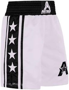 Anthem Athletics Classic Boxing Shorts Men Boxing Shorts Women - Machine Washable Boxing Trunks Boxer Shorts Costume Muay Thai Shorts - White & Black - XX-Large