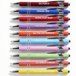 HLPHA Motivational Pens,10PCS Office Pen Set for Touch Screen, Inspirational Quotes Black Ink Pens for Students Coworkers Colleague,1mm(10Pcs)