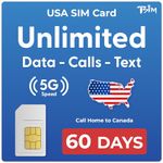 USA Canada Mexico SIM Card for 60days | Uses T Mobile Network | Unlimited Free Calling to Canada. Unlimited Data, Call/Text in USA, Canada & Mexico. Hotspot Sharing Allowed.