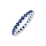 AZURFA Blue Sapphire Gemstone 925 Sterling Silver Eternity Band Ring, Perfect Valentines gift for Her, 6 Months Warranty & Authenticity Certificate -10