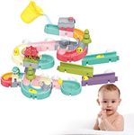 Bath Toys - 62Pcs Kids Bath Toys ，Children's Bath Slide Toy with Suction Cups，Balls Track Game Shower Water Slide ，DIY Educational Bath Watermill Toy for Bathtub Toys for 3 4 5 6 Year Olds Boys Girls