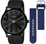 Matrix Men Silicone Swap Analogue Black Dial Watch With Interchangeable Straps & Boys (Black & Blue), Band Color-Black