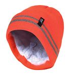 HEAT HOLDERS - Mens hi vis Reflective Outdoor Winter Thermal Knitted high Visibility Turnover hat in Orange and Yellow (One Size, Hi Vis Orange)