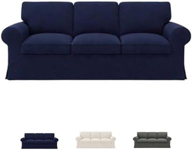 Ektorp Sofa Cover for IKEA Ektorp 3-Seat Sofa, Polyester Slipcover Set with 1 Frame Cover + 3 Seat Cushion Covers + 3 Back Cushion Covers, Machine Washable, Dark Blue