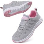 Viraduckt Women Athletic Sneakers Lightweight Road Running Shoes Casual Walking Shoes Comfortable Gym Shoe Fashion Tennis Women's Shoes Grey Pink