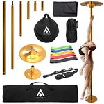 ASTORELA Gold Stripper Pole for Home - 7-10ft Adjustable Gold Pole Dance Pole for Home - Portable Dance Pole - Dancing Pole - Spinning and Static Pole for Dancing - Stripper Pole Apartment Friendly