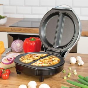 Dual Electric Omelette Maker – Non-Stick Plates, Cool Touch Handle, Ready Light